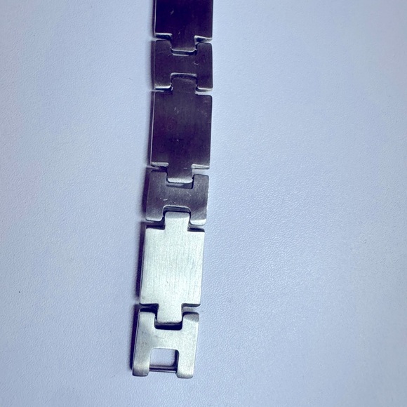 Silver Stainless Steel Rectangular Link Jewelry Bracelet - Picture 3 of 8